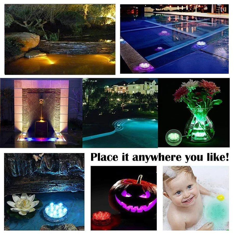 LED Remote Controlled RGB Submersible Lights