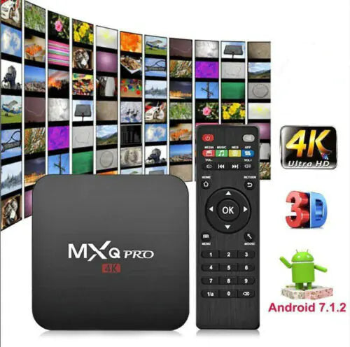 MXQ Pro 4K Ultra HD 64Bit Wifi Android 7.1 Quad Core Smart TV Box Media Player